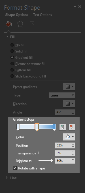 Gradient stops options