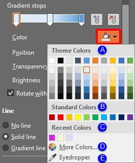 Color drop-down gallery