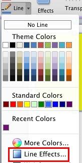 Select Line Effects option to access Format Shape dialog box