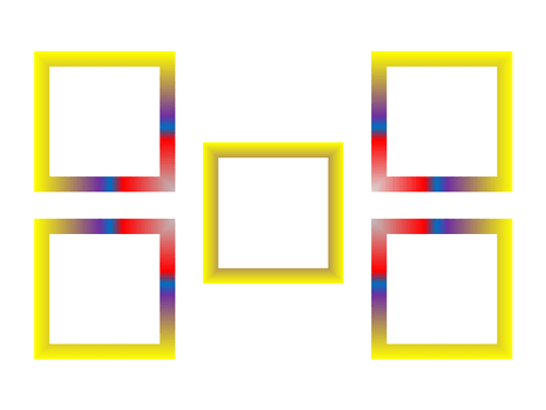 Shapes with rectangular gradient outlines centered from different positions