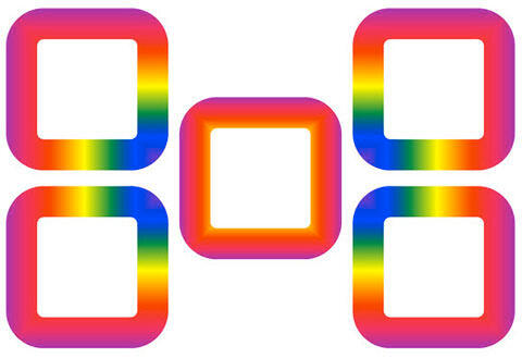 Shapes with rectangular gradient outlines centered from different positions