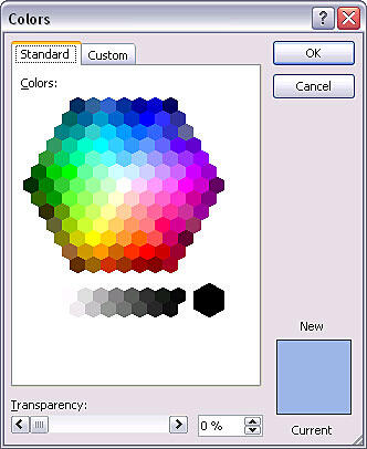 Standard tab of the Colors dialog box