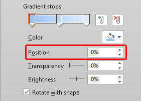 Change the position of your gradient stop Change the position of your gradient stop