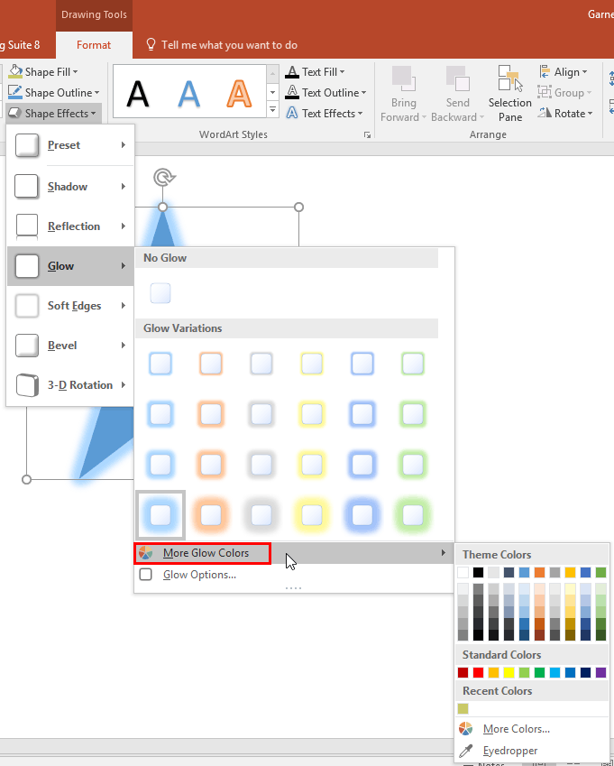 More Glow Colors option within Glow sub-gallery
