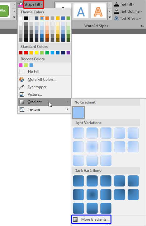 Gradient sub-gallery