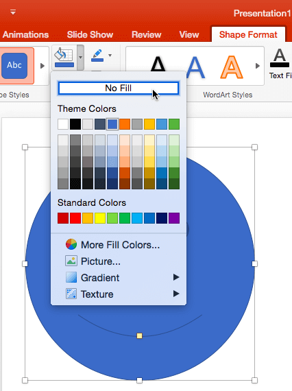 Shape Fill drop-down gallery Shape Fill drop-down gallery