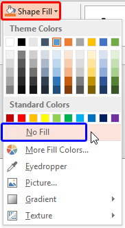 Shape Fill drop-down gallery