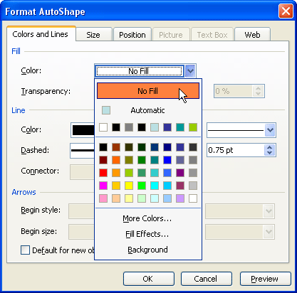 No Fill option to be selected No Fill option to be selected
