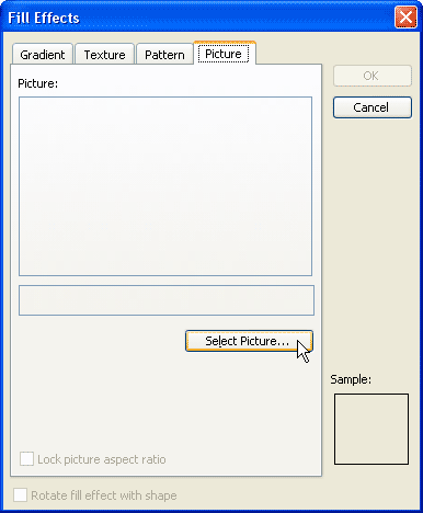 Picture tab of the Fill Effects dialog box Picture tab of the Fill Effects dialog box