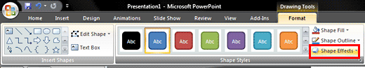 Shape Effects button Shape Effects button