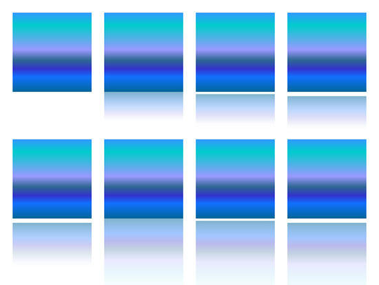 Reflection effects applied to shapes Reflection effects applied to shapes