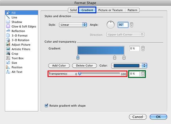 Format Shape dialog box Format Shape dialog box