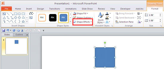 Drawing Tools Format tab of the Ribbon
