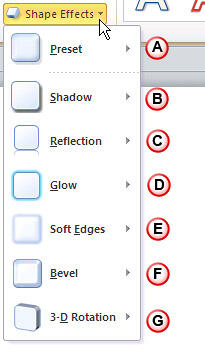 Shape Effects drop-down gallery Shape Effects drop-down gallery