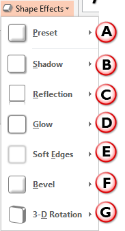 Shape Effects drop-down gallery