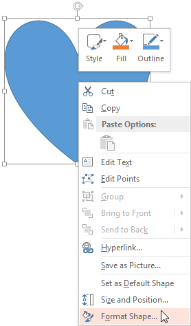 Format Shape option Format Shape option