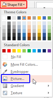 Shape Fill drop-down gallery
