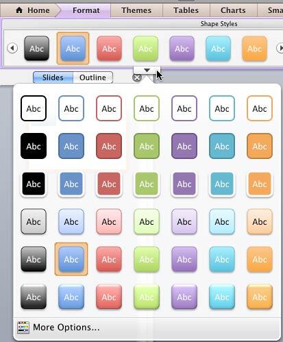 Shape Styles drop-down gallery Shape Styles drop-down gallery