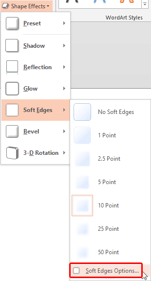 Soft Edges Options within the Soft Edges sub gallery Soft Edges Options within the Soft Edges sub gallery