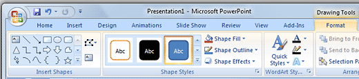 Drawing Tools Format tab of the Ribbon