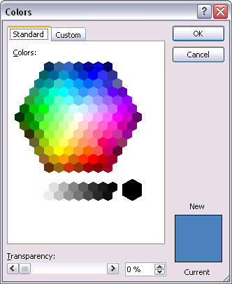 Standard tab of the Colors dialog box Standard tab of the Colors dialog box
