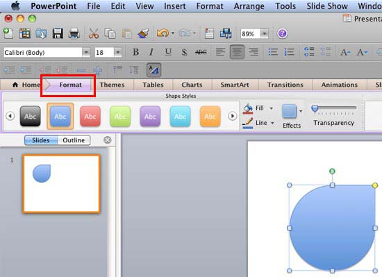 Format tab of the Ribbon