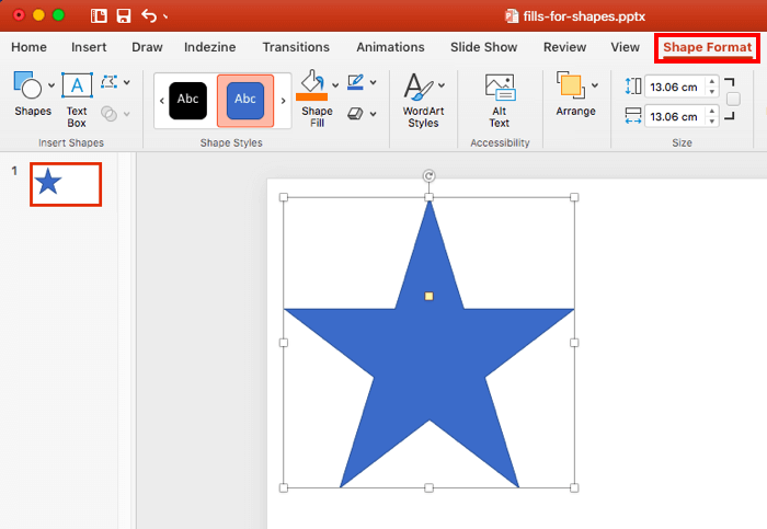 Shape Format tab of the Ribbon