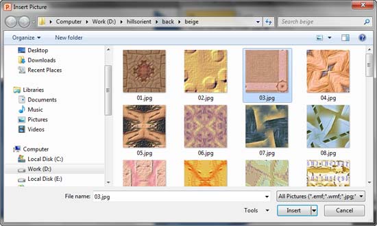 Insert Picture dialog box Insert Picture dialog box