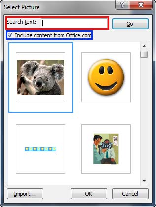 Select Picture dialog box Select Picture dialog box