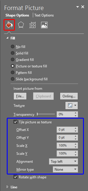 Format Picture Task Pane Format Picture Task Pane