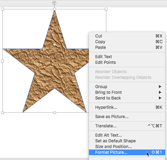 Format Picture option to be selected Format Picture option to be selected
