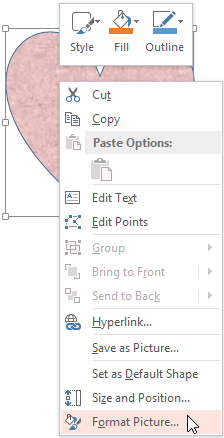 Format Picture option to be selected