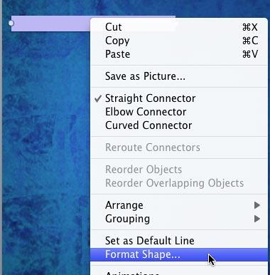 Format Shape option selected Format Shape option selected