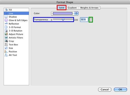 Set transparency for solid line Set transparency for solid line