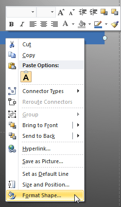 Format Shape option selected