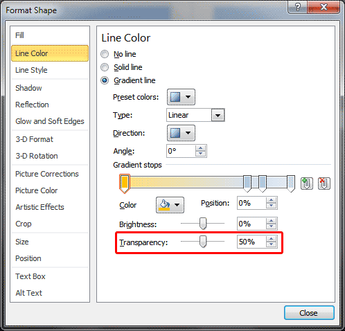 Set transparency for gradient stops