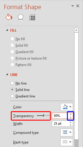 Set transparency for solid line Set transparency for solid line