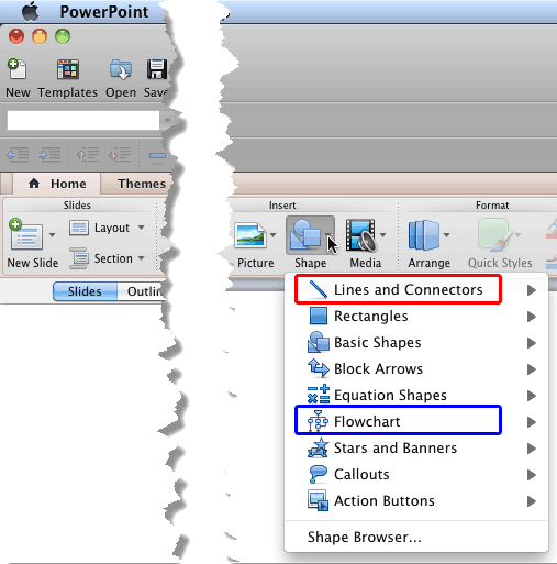 Shape drop-down gallery Shape drop-down gallery