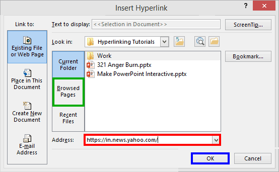 The web page link is copied