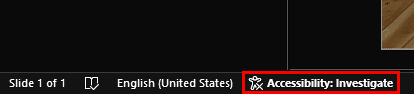 Accessibility Investigate notification in the taskbar Accessibility Investigate notification in the taskbar