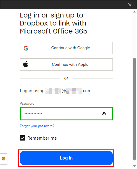 Add your Dropbox credentials