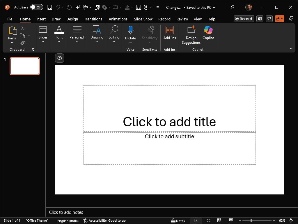 Blank presentation with one slide