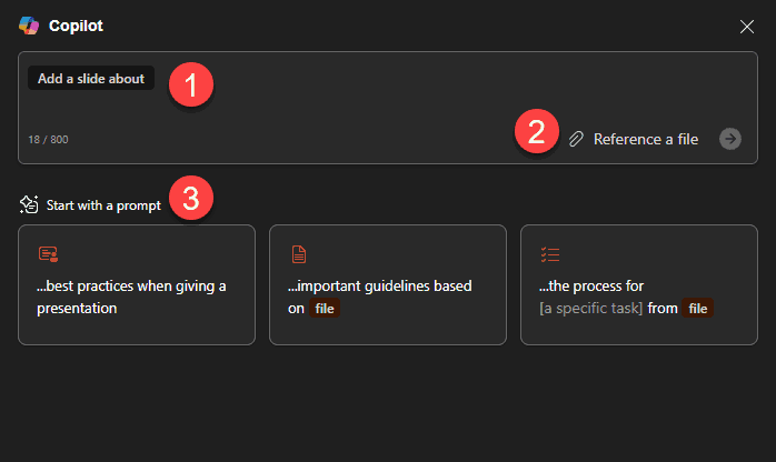 Copilot dialog box Copilot dialog box