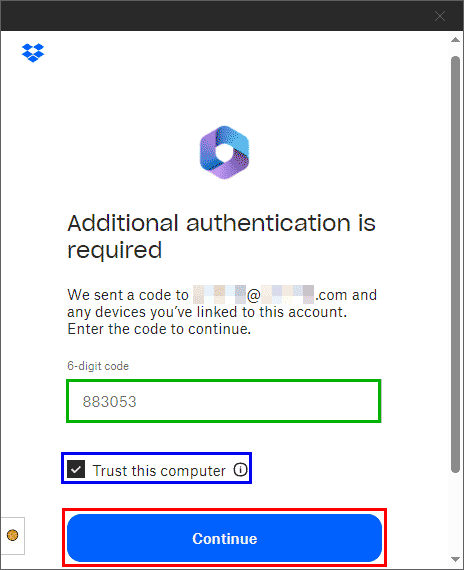 Dropbox authentication