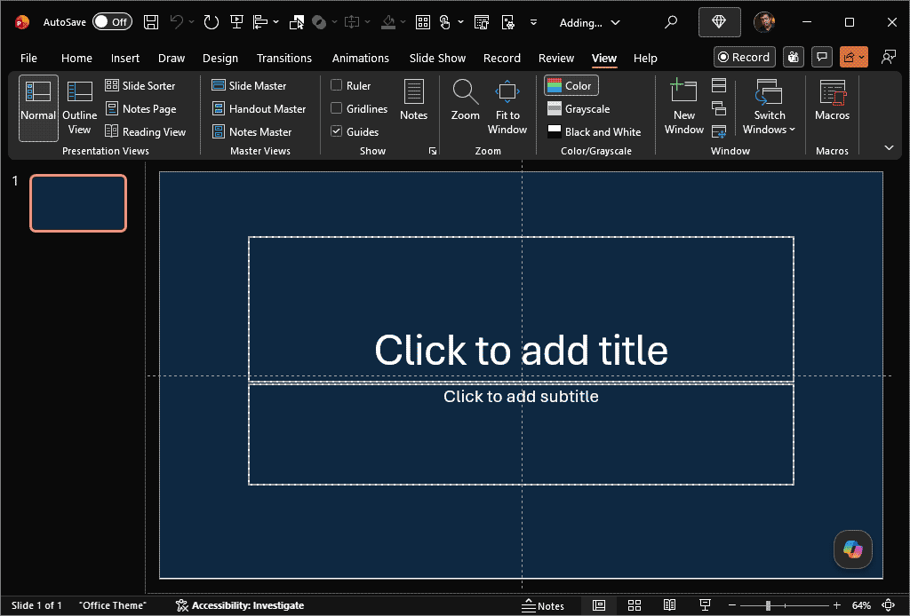 Enable PowerPoint guides Enable PowerPoint guides