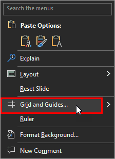 Grid and Guides option Grid and Guides option