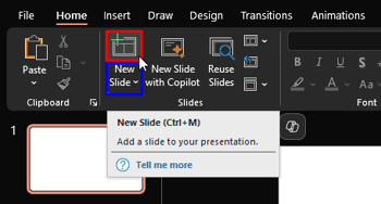 Inserting a New Slide in PowerPoint 365 for Windows