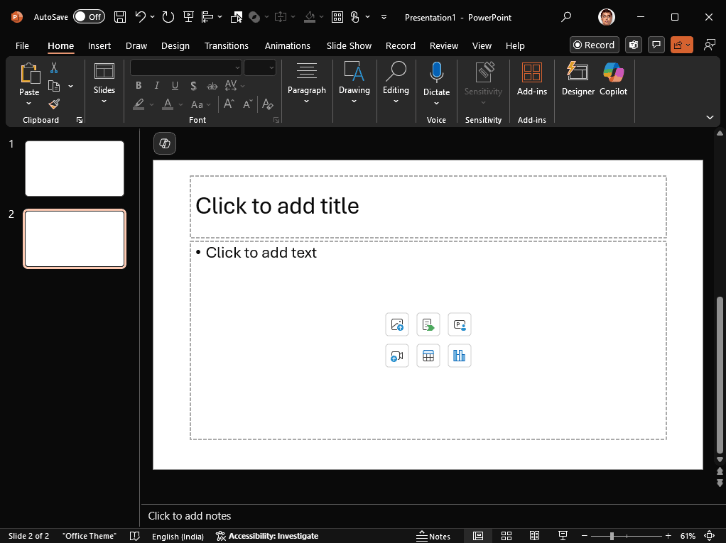New slide inserted New slide inserted