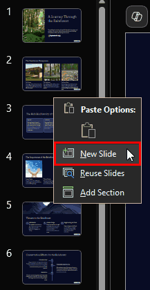 New slide option New slide option