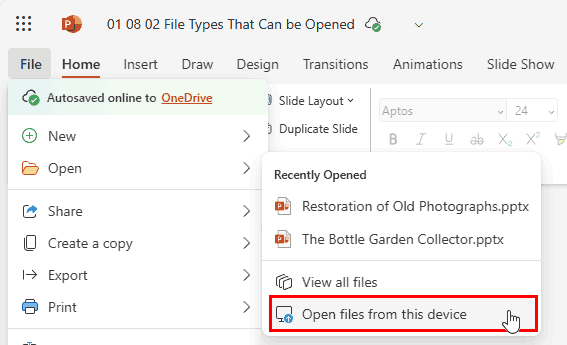 Open files from this device